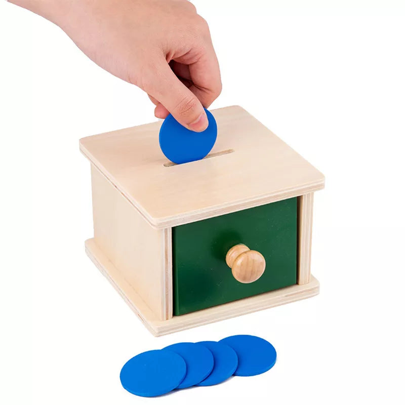 Montessori Kids Wooden Coin Box Drawer Game Science Educational Toys Preschool Training Baby Early Learning Teaching Aids Toys