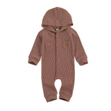 Hooded Button Down Waffle Knit Romper - Baby Kisses, Snuggles and Giggles