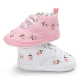 Girls Pink or White Canvas Soft Sole Pre-Walker Sneaker - Baby Kisses, Snuggles and Giggles