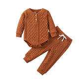 2pc Set, Cotton Knit Onesie with matching Knit Pants - Baby Kisses, Snuggles and Giggles