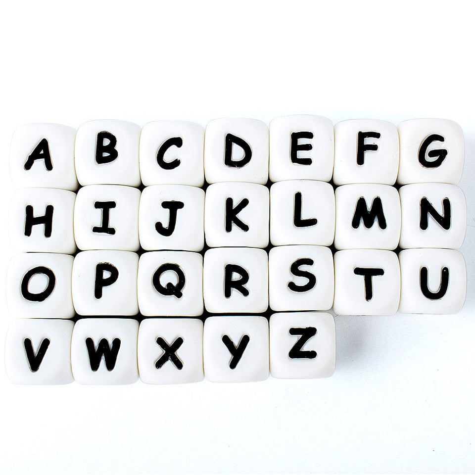 12mm Silicone Alphabet Teething Letter Beads