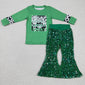 Lucky cow shirt green sequin pants girls st patrick's day set - Baby Kisses, Snuggles and Giggles