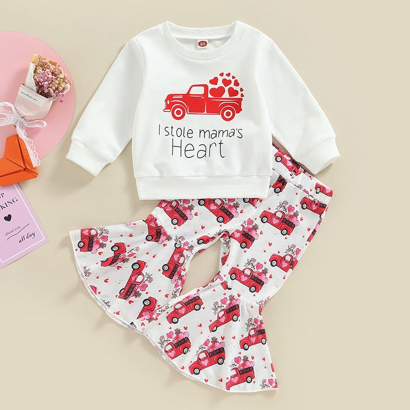 I Stole Mama's Heart Valentine's Day Outfit - Baby Kisses, Snuggles and Giggles